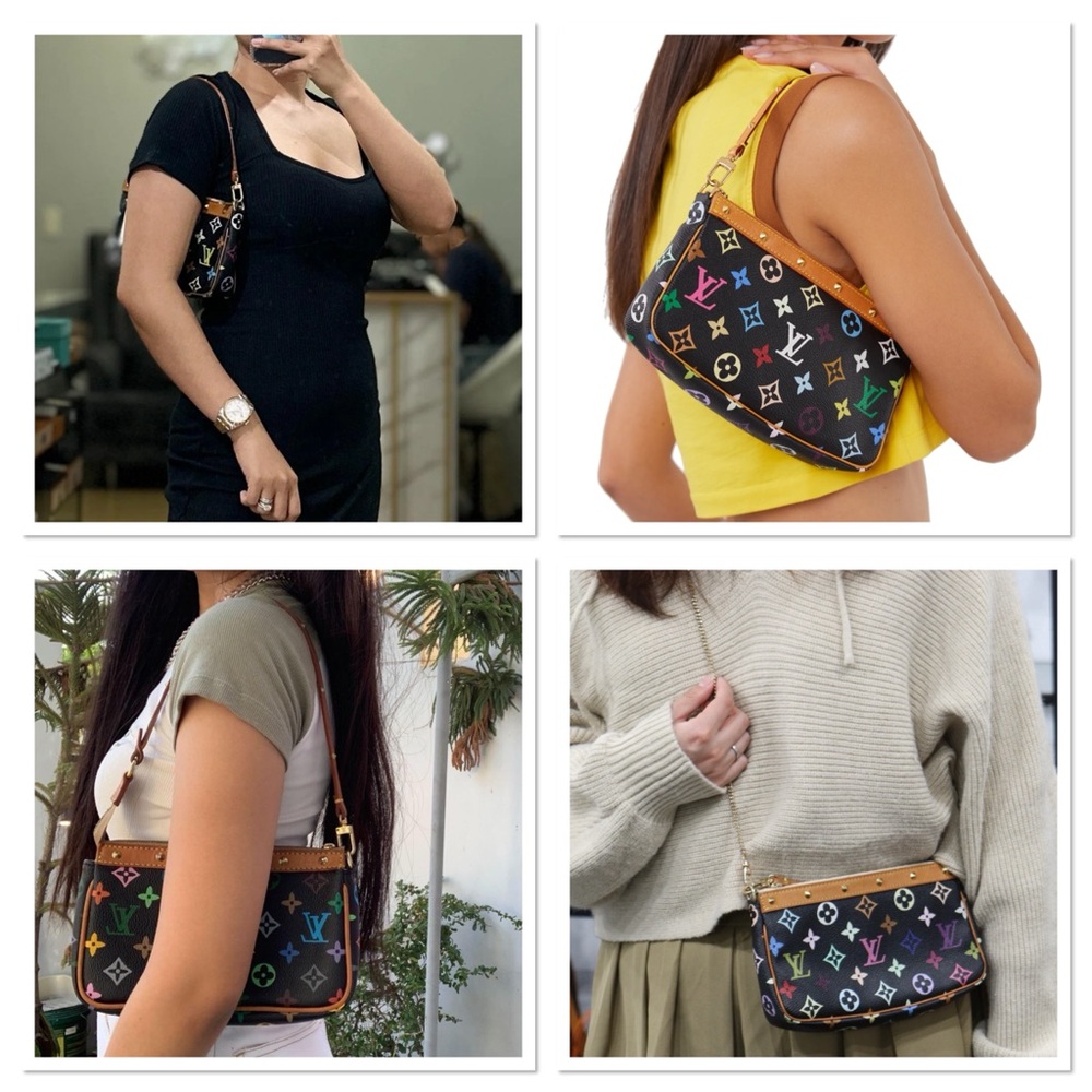 🦄🌈 LOUIS VUITTON black Multicolor Pochette Accessoires Limited Edition